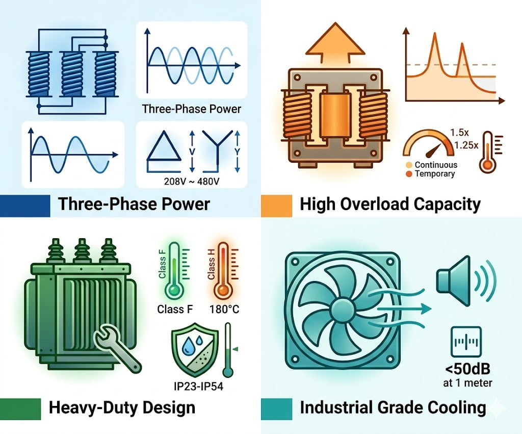 Three-Phase Transformer Technical Diagram