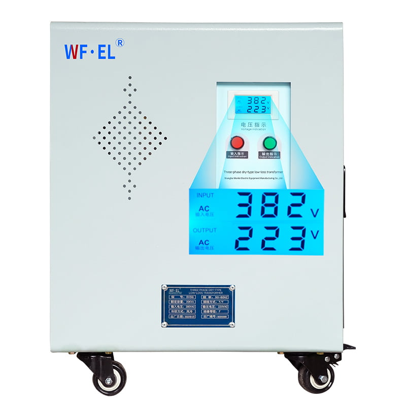Industrial 380V to 220V Voltage Stabilizer | 500KVA SBW Series 3 Phase to Single Phase Converter with Casters