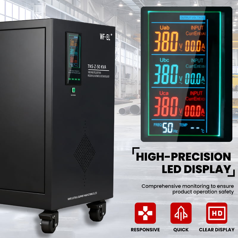 Industrial 50kVA three-phase voltage stabilizer with servo motor system for CNC machines