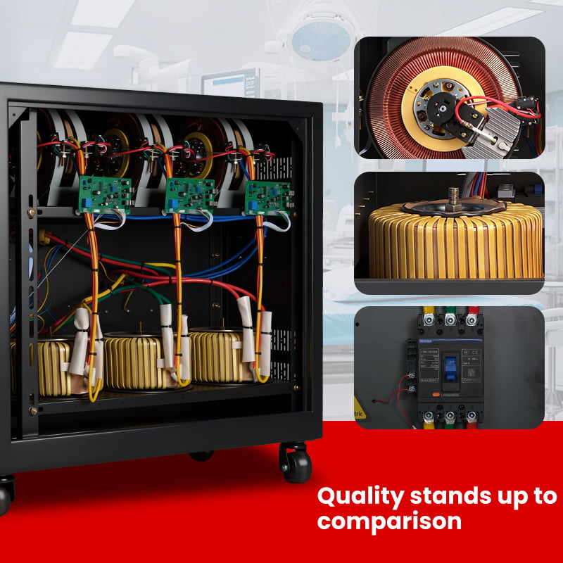 WF·EL TNS-Z-50KVA automatic voltage regulator with digital display and heavy-duty wheels